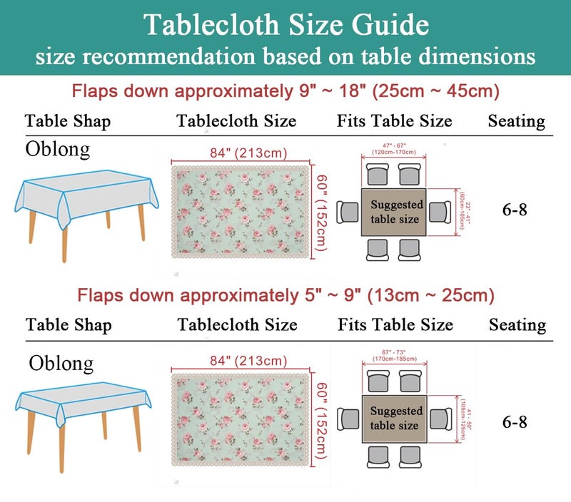 YEESSION Floral Print Rectangle Tablecloth 60 x 84 Inch Stain Resistant and Waterproof Wine Table Cover for Kitchen Dining Indoor Outdoor Buffet Tabletop Decoration (Light Green) - Image 3